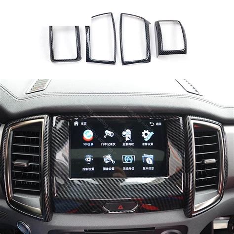 4pcs Carbon Fiber Color Air Conditioning Dashboard Vent Cover For Ford