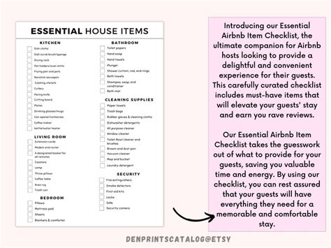 Essential House Items Printable Airbnb Rental Inventory Checklist