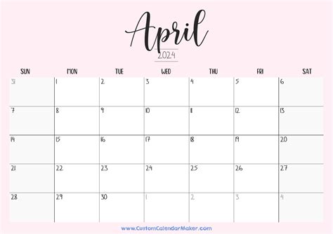 Printable April Calendar With Lines Benni Catrina