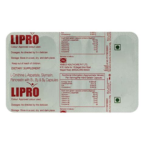 Buy Lipro Capsule 10s Online At Upto 25 Off Netmeds