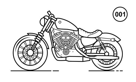 Motorcycle Outline Design for Drawing Book Style 001 3221417 Vector Art ...