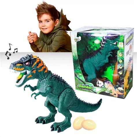 Brinquedo Dinossauro T Rex C Som Luz Anda Mexe Cabeça Ovos Frete grátis