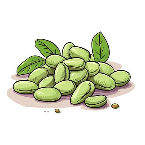 Lima Beans Hand Drawn Illustration Lima Beans Vector Doodle Style