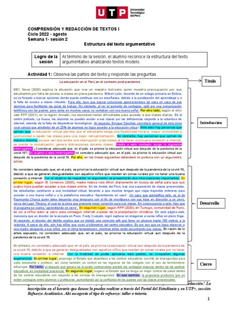 S01 S2 Material Estructura Del Texto Argumentativo 2022 Agosto Pdf Discriminación Racismo