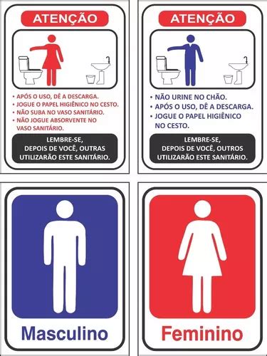 Placas Banheiro Feminino E Masculino Regras Wc X Cm Mercadolivre