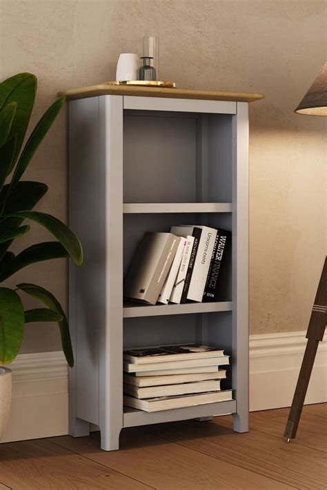 Shelves And Bookcases 3 Tier Solid Oak Bookcase Grey Taberno Fwstyle