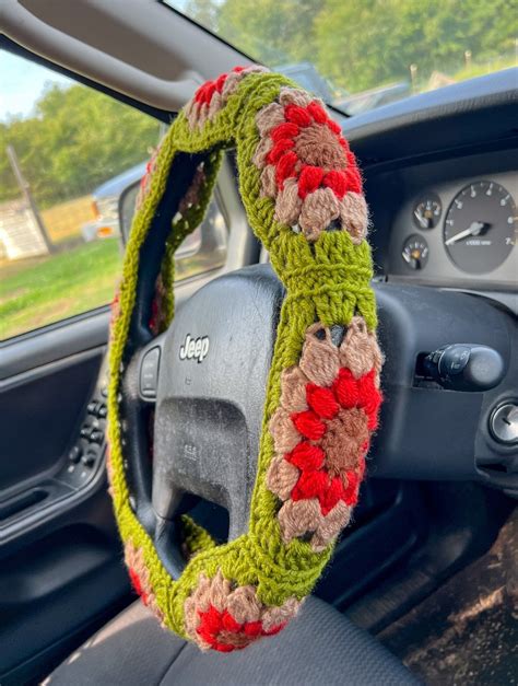 Retro Granny Square Steering Wheel Cover Crochet Pattern Crochet Car