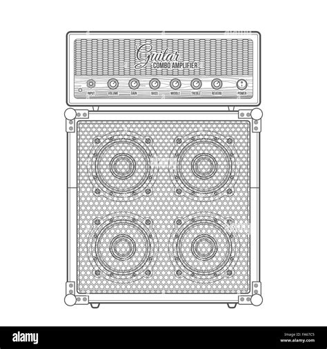 Esquema De Color Negro Vectorial Amplificador Combo Guitarra Retro