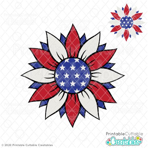 Paper Silhouette For Cameo Dxf Patriotic Sunflower Svg Upside Down Svg