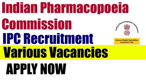 Ipc Recruitment Indian Pharmacopoeia Commission Latest Sarkari