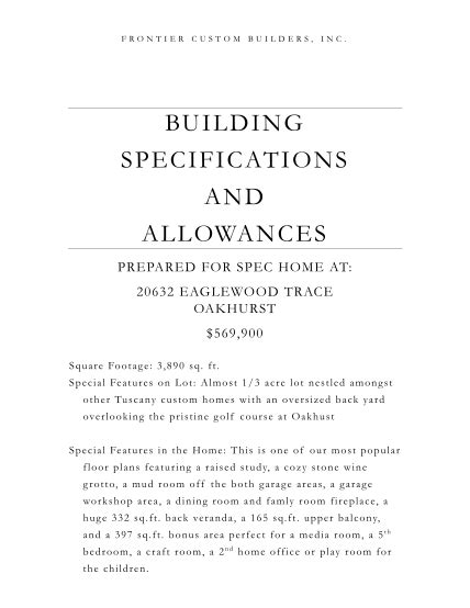 23 Building Specifications Example Free To Edit Download And Print