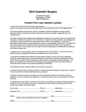 Fillable Online Consent Form Laser Assisted Lipolysis Fax Email Print