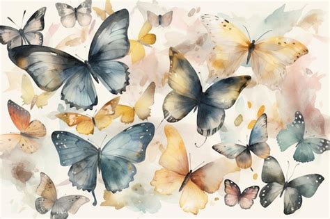 Premium AI Image | A watercolor painting of butterflies