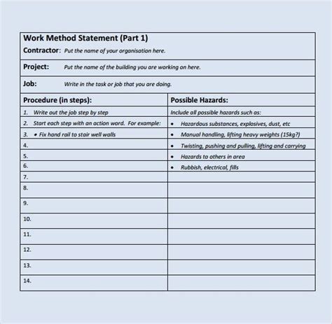 14 Method Statement Templates Download Free Formats In Word And Pdf Statement Template