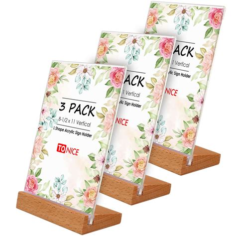 Buy TONICE 3 Pack 8 5x11 Acrylic Sign Holder L Shape Slant Back Design