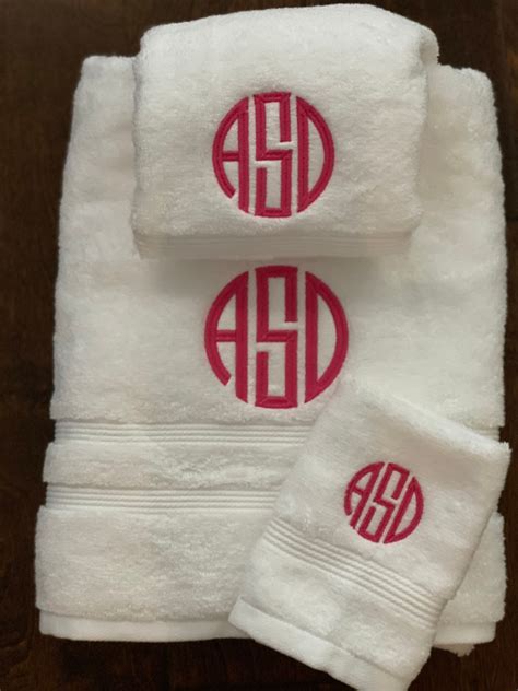 Monogrammed Bath Towel Set, Monogrammed 3 Piece Towel Set, Personalized Towel Sets, Monogram ...