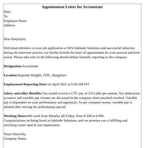 Appointment Letter How To Write Format Samples