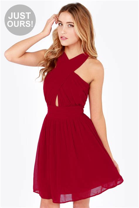 Sexy Red Dress Halter Dress Chiffon Dress 4700 Lulus