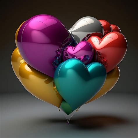 Premium Ai Image Colorful Heart Shape Balloons Valentines Day Celebration