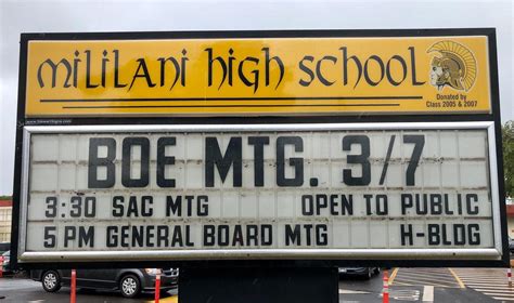 Board Of Education Meeting At Mhs March 7 Mililani High School