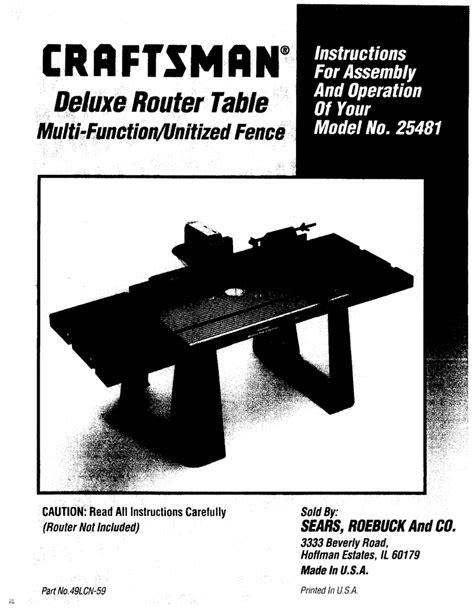 Sears Router Table Parts