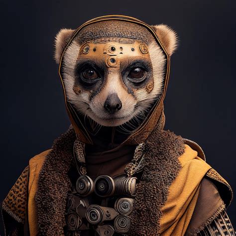 Premium Ai Image Meerkat In Cyberpunk Futuristic Robotic Metal