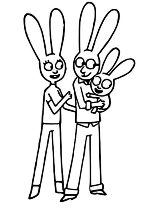 Coloring page Simon Rabbit : Simon's parents with Gaspard 3