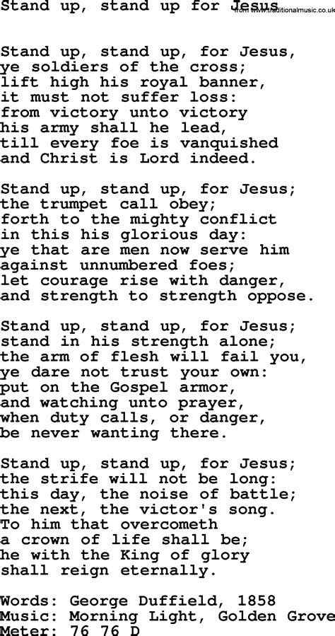 Hymns Ancient And Modern Song Stand Up Stand Up For Jesus Lyrics Midi And Pdf