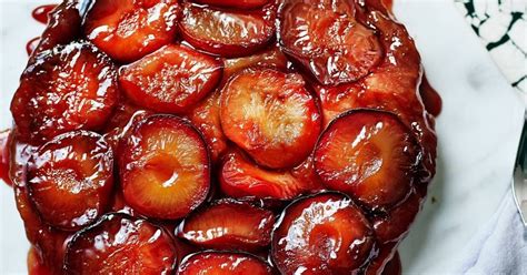 Plum Tarte Tatin With Spiced Red Wine Glaze Recipe Plum Recipes