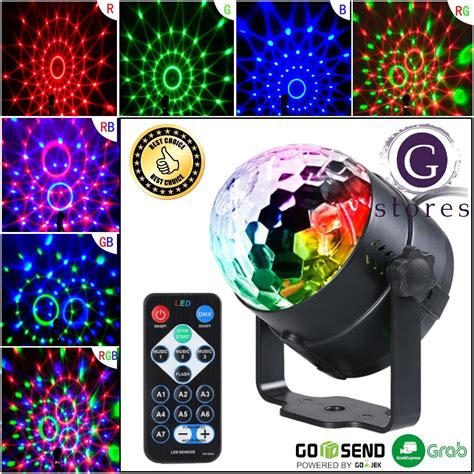 Jual Lampu Cristal Led Rgb Disco Putar Remote Control Rotating Crystal