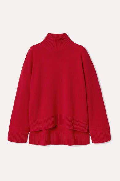 Rosetta Getty Oversized Cashmere Turtleneck Sweater Red Sponsored