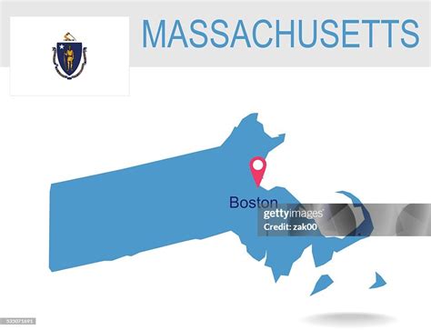 Usa State Of Massachusettss Map And Flag High Res Vector Graphic Getty Images