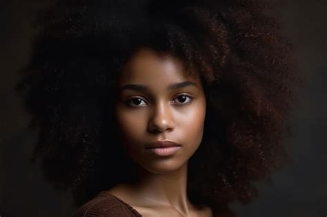 Retrato De Belleza De Ni A Afroamericana Con Piel Limpia Y Saludable