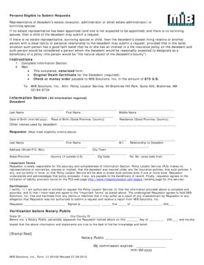 Fillable Online Search Request Form MIB Group Inc Fax Email Print