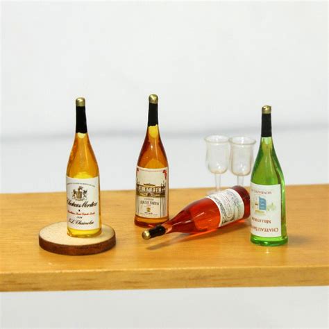 Miniature Wine Bottle4pcs Miniature Food Dollhouse Etsy