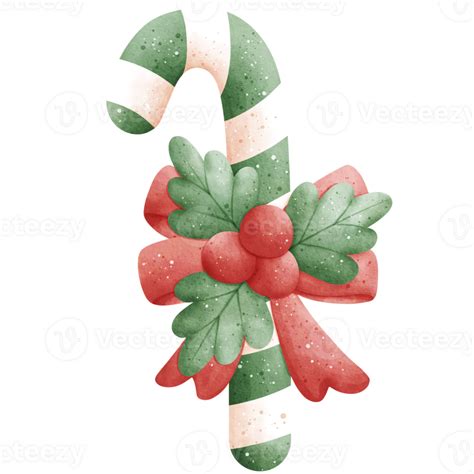 Watercolor Christmas Candy Cane Illustration 36619838 Png