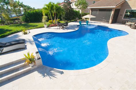 New Swimming Pool With Custom Fountains And Sun Shelf In Parkland