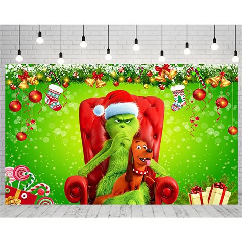 Christmas Backdrop For Grinch Christmas Theme Party Supplies 5x3ft Xmas