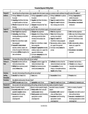 Fillable Online Persuasive Argument Writing Rubric Fax Email Print