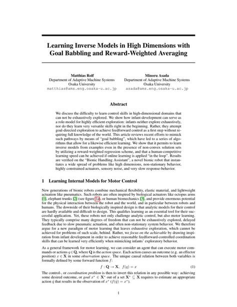 Learning Inverse Models In High Dimensions With