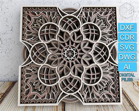 Laser Cut Mandala Dxf Multilayer Mandala Design Layered Etsy