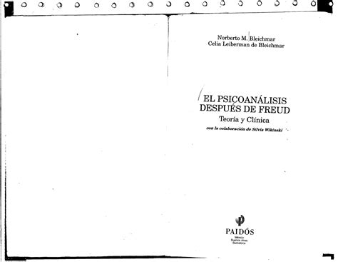 El Psicoanalisis Despues De Freud Bleichmar N LEER Cap Tulo VII Pdf