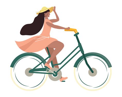 Woman Riding Bike Vector Art At Vecteezy