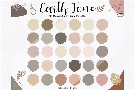 Earth Tone Color Palette For Procreate Graphic By Sinedigitaldesigns