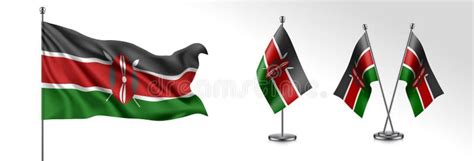 Flag Kenyan Pole Waving Stock Illustrations Flag Kenyan Pole