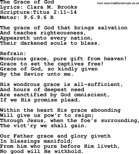 Good Old Hymns The Grace Of God Lyrics Sheetmusic Midi Mp Audio