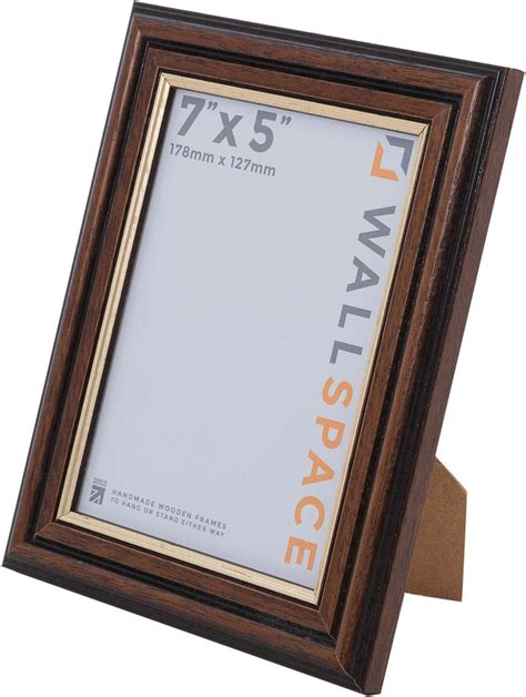 Wall Space 7x5 Brown Frame With Gold Inset Traditional Mahogany Picture Frame 7x5 Inches