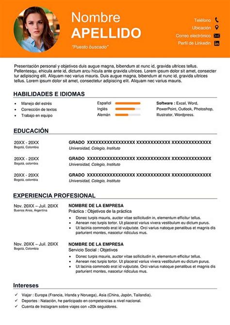 Ejemplo De Hoja De Vida Sin Experiencia Descarga Gratis Curriculum Vitae Cv Template