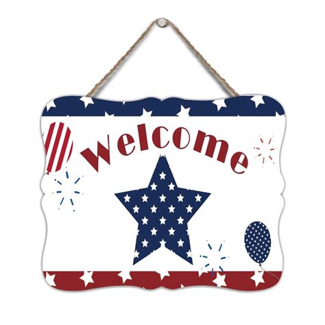 Patriotic American Flag Welcome Sign 15 X 5 Front Door