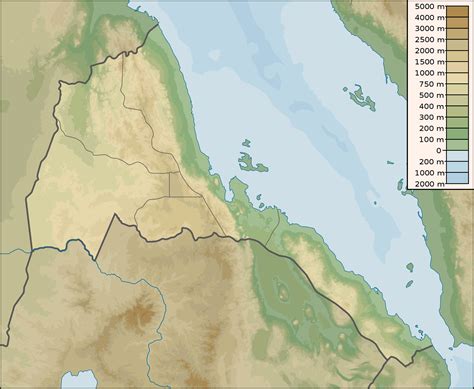 Large Detailed Physical Map Of Eritrea Eritrea Large Detailed Physical